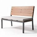 Wood and metal outdoor bench with cushions 150 x 60 x 80cm suitable for patio use