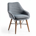 Mid-century modern accent chair with fabric upholstery and wooden legs 55 x 60 x 80cm