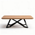 Wooden dining table with metal x-shaped legs 200 x 100 x 75cm