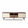Mid-century modern TV stand with storage cabinets in walnut finish 150 x 40 x 50cm
