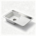 Ceramic kitchen sink with stainless steel side compartment 50 x 30 x 15cm