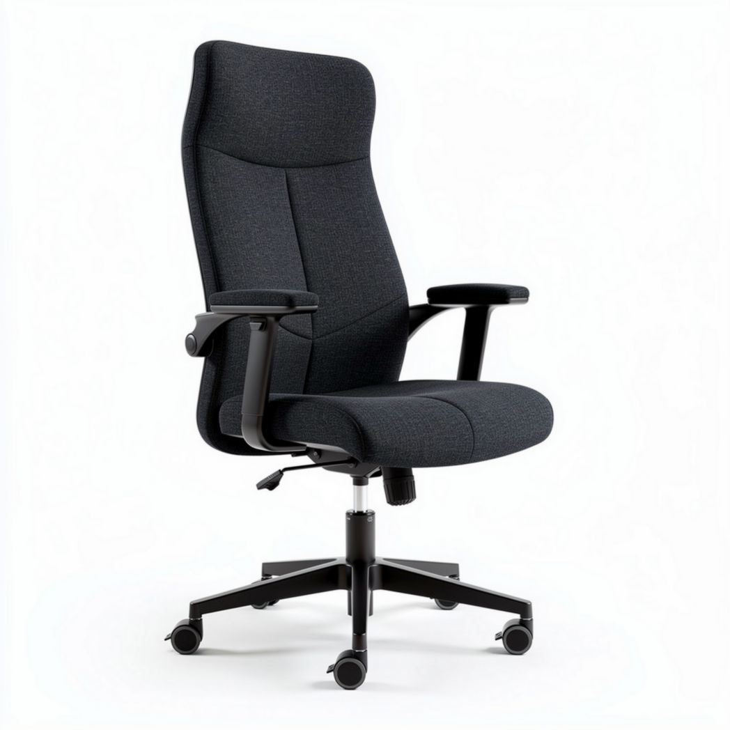 Ergonomic office chair with adjustable height in dark grey fabric 50 x 60 x 120cm