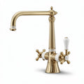 Brass kitchen faucet with pull-down sprayer and white handle 20 x 10 x 30cm