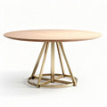Round wooden dining table with metal base for home and restaurant use 150 x 150 x 75cm