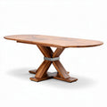 Oval solid wood dining table with metal accents 180 x 90 x 75cm