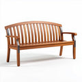 Wooden garden bench with metal frame and armrests 150 x 60 x 80cm